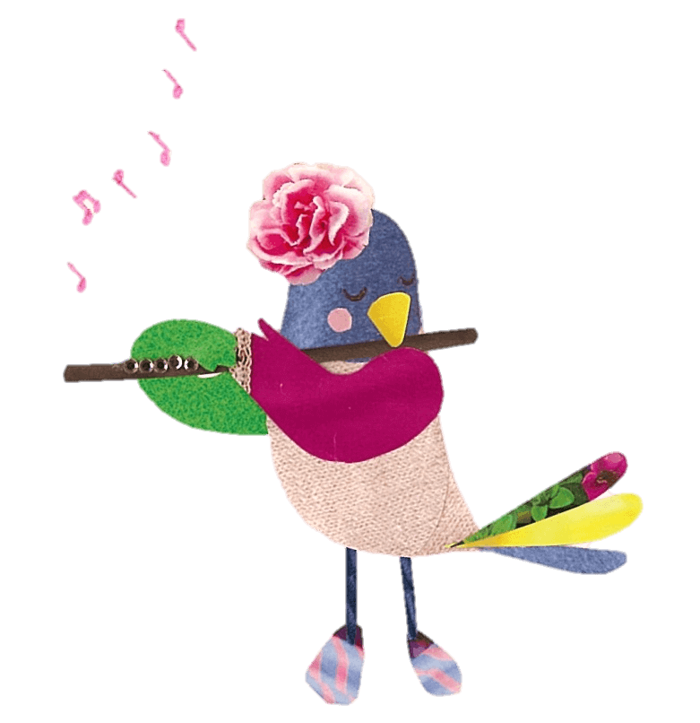 Cute little bird playing flute