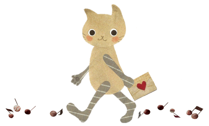 Cute cat walking with an envelope